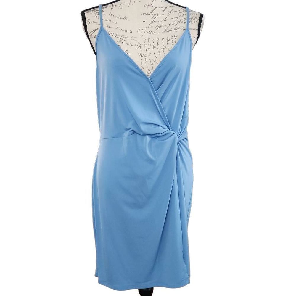 BCBGeneration Women's Size Large Blue Riveria Racerback Wrap Dress